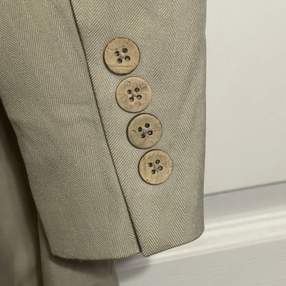 Joseph & Feiss Mens Blazer 100% Silk‎ 42R Tan Herringbone Sport Coat Career
